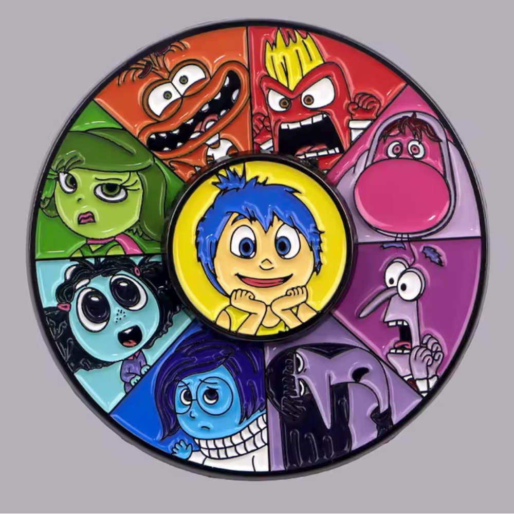 Inside Out Character Wheel Enamel Metal Pin